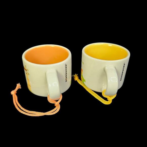 Starbucks Ornaments Dallas Texas Demitasse Coffee Cups 2 oz Set of Two Boxed New - Picture 5 of 11